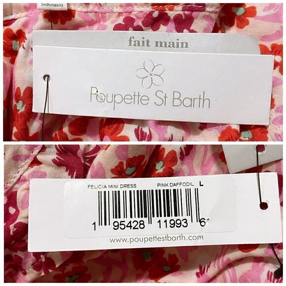 NWT Poupette St Barth Mini Dress, Felicia Floal Mini Dress, Pink Daffodil - Picture 11 of 15